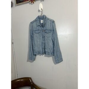 Harper Heritage women denim jean jacket size Medium floral embroidered Casual